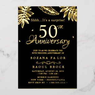 goldene Überraschung 50. Hochzeitstag Folieneinladung