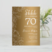 Goldene Überraschung 70. Geburtstag Einladung (Stehend Vorderseite)