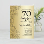 Goldene Überraschung 70. Geburtstagsparty Einladung (Stehend Vorderseite)