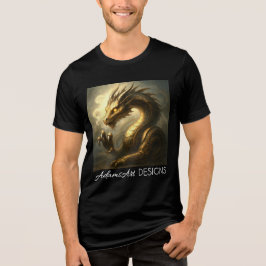 Goldene Uhrwerk-Drachen-Fantasie-Kunst Tri-Blend Shirt