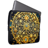 Goldene Uhrwerks-Himmels-Kunst Laptopschutzhülle (Vorne Rechts)