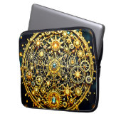 Goldene Uhrwerks-Himmels-Kunst Laptopschutzhülle (Vorderseite Links)