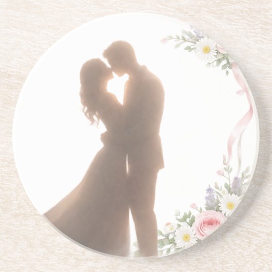 Goldene Umarmung bei Sonnenuntergang - Romantisch Getränkeuntersetzer (Vorne)