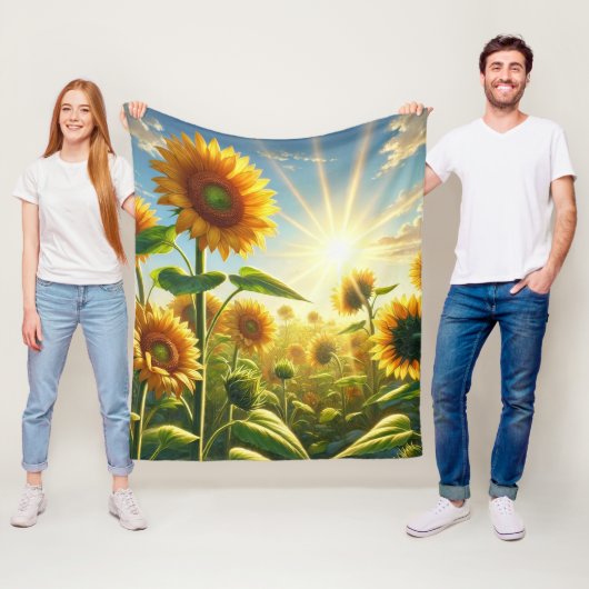 Goldene Umarmung Sonnenblume Fleecedecke (Beispiel)