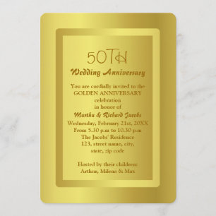 Goldene Umrandung 50. Hochzeitstag Einladung