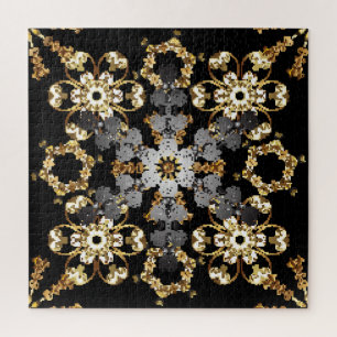 Goldene Umrandung: Östliche Blumendekoration Puzzle