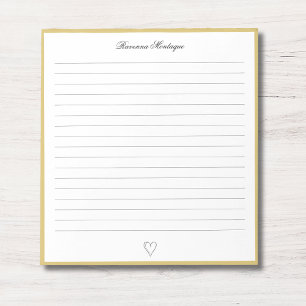 Goldene Umrandung und Herz Custom Schrift Lined Notizblock