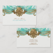 Goldene und Aquamarine Muschel Glam Beach Visitenkarte (Vorne/Hinten)