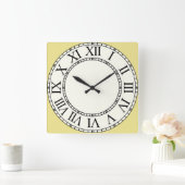 Goldene und blassgelbe römische Ziegelwand Quadratische Wanduhr (Zuhause)