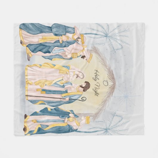 Goldene und blaue Krippe Fleecedecke (Vorderseite (Horizontal))