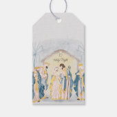 Goldene und blaue Krippe Geschenkanhänger (Vorderseite)