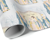 Goldene und blaue Krippe Geschenkpapier (Rolleneckpunkt)