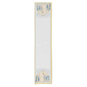 Goldene und blaue Krippe Kurzer Tischläufer (Vorderseite)