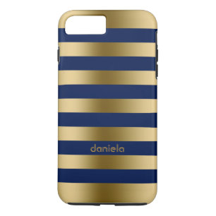 Goldene und blaue Streifen mit geometrischem Muste Case-Mate iPhone Hülle