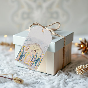 Goldene und blaue Weihnachtsdarstellung Geschenkanhänger