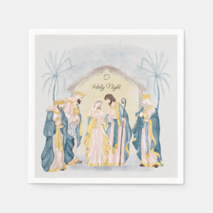 Goldene und blaue Weihnachtsgeschichte Serviette