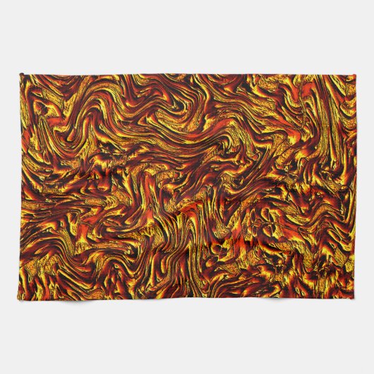 Goldene und lebhafte rote Textur Geschirrtuch (Horizontal)