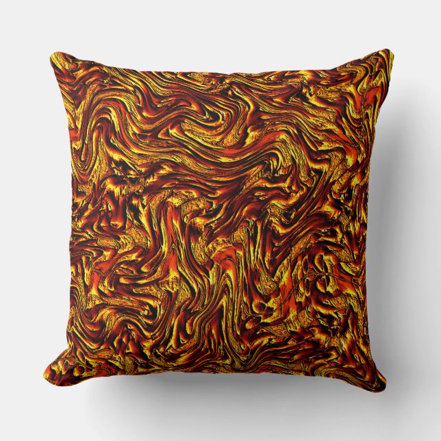 Goldene und lebhafte rote Textur Kissen (Vorderseite)