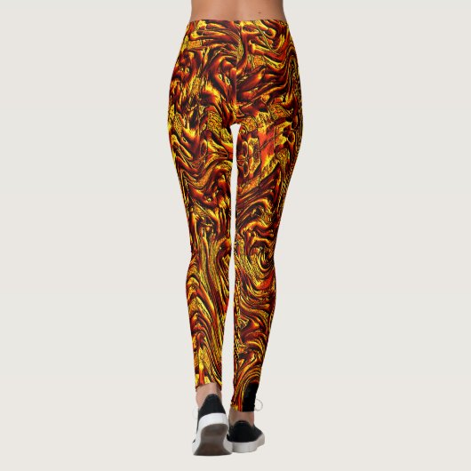 Goldene und lebhafte rote Textur Leggings (Rückseite)