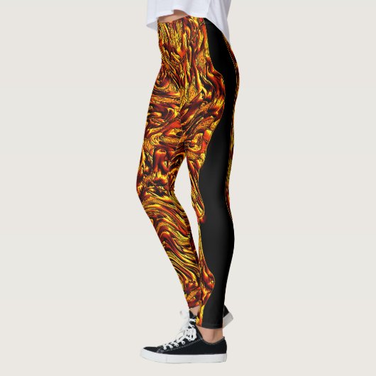 Goldene und lebhafte rote Textur Leggings (Links)