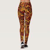 Goldene und lebhafte rote Textur Leggings (Rückseite)