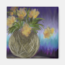 Goldene und Lila Bouquet Originelle Kunst Magnet
