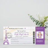 Goldene und Lila Nacht in Paris School Prom Einladung (Stehend Vorderseite)