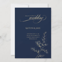 Goldene und Navy-Hochzeitseinladung