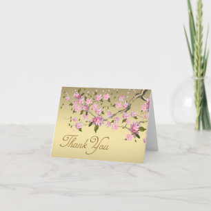 Goldene und rosa japanische Kirschblüten Dankeschö Dankeskarte