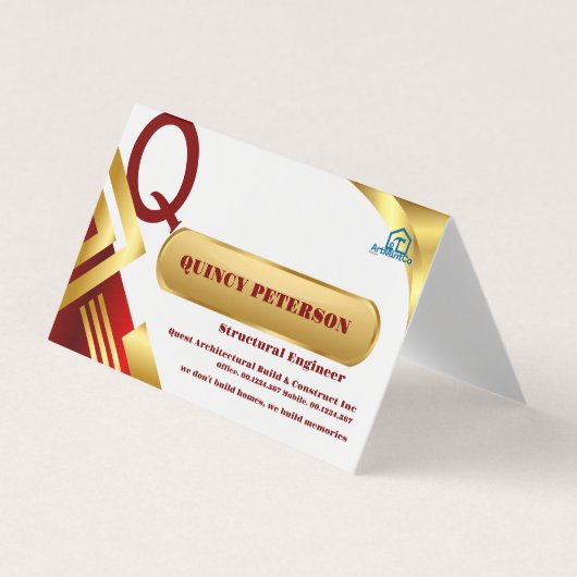Goldene und rote Schichten Monogramm Anfangsbuchst Visitenkarten (Vorderseite)
