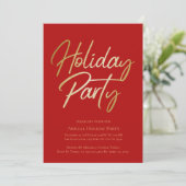 Goldene und rote Sparkling Feierlichkeiten Einladung (Stehend Vorderseite)