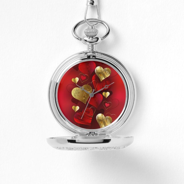 Goldene und rote Valentine Armbanduhr (Vorderseite)