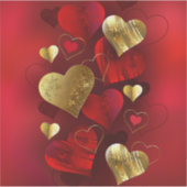 Goldene und rote Valentine Aufkleber (Vorderseite)