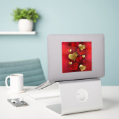 Goldene und rote Valentine Aufkleber (Laptop auf Schreibtisch)