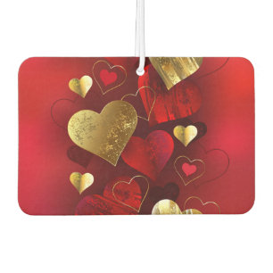 Goldene und rote Valentine Autolufterfrischer