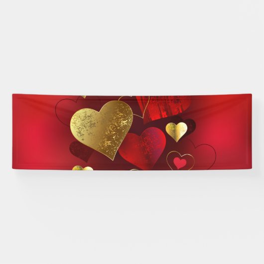 Goldene und rote Valentine Banner (Horizontal)