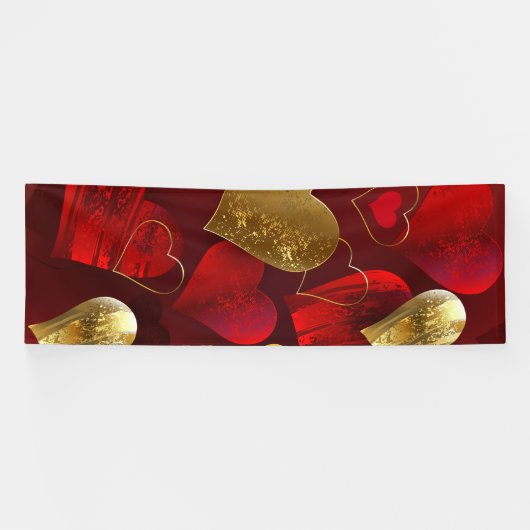 Goldene und rote Valentine Banner (Horizontal)