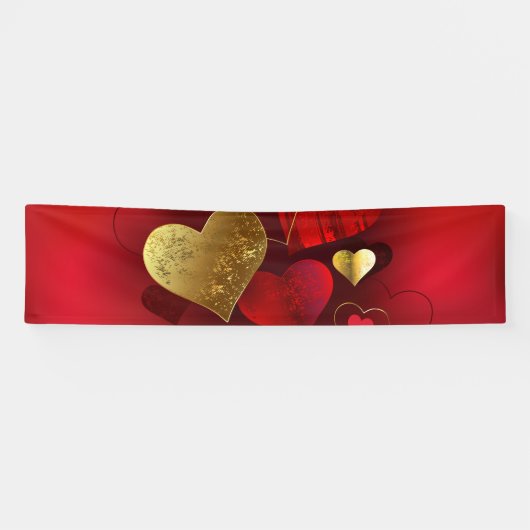 Goldene und rote Valentine Banner (Horizontal)