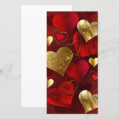 Goldene und rote Valentine Dankeskarte (Vorne/Hinten)