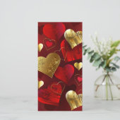 Goldene und rote Valentine Dankeskarte (Stehend Vorderseite)