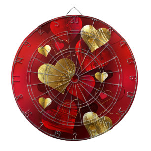 Goldene und rote Valentine Dartscheibe