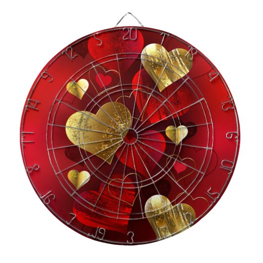 Goldene und rote Valentine Dartscheibe (vorne)