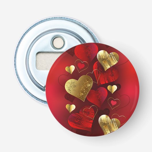 Goldene und rote Valentine Flaschenöffner (Vorderseite)
