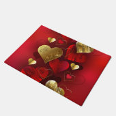 Goldene und rote Valentine Fußmatte (Schrägansicht)