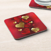 Goldene und rote Valentine Getränkeuntersetzer (Linke Seite)