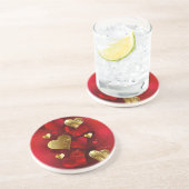 Goldene und rote Valentine Getränkeuntersetzer (Seite)