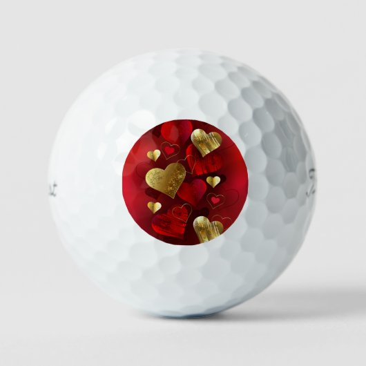 Goldene und rote Valentine Golfball (Vorderseite)