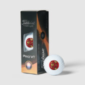 Goldene und rote Valentine Golfball (Verpackung)