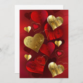 Goldene und rote Valentine Hinweiskarte (Vorne/Hinten)