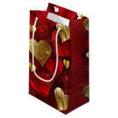 Goldene und rote Valentine Kleine Geschenktüte (Vorderseite Schrägansicht)